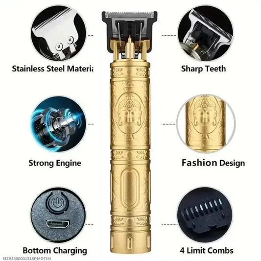 Rechargeable Men's Hair Trimmer with Stainless Steel Blades and 4 Combs
