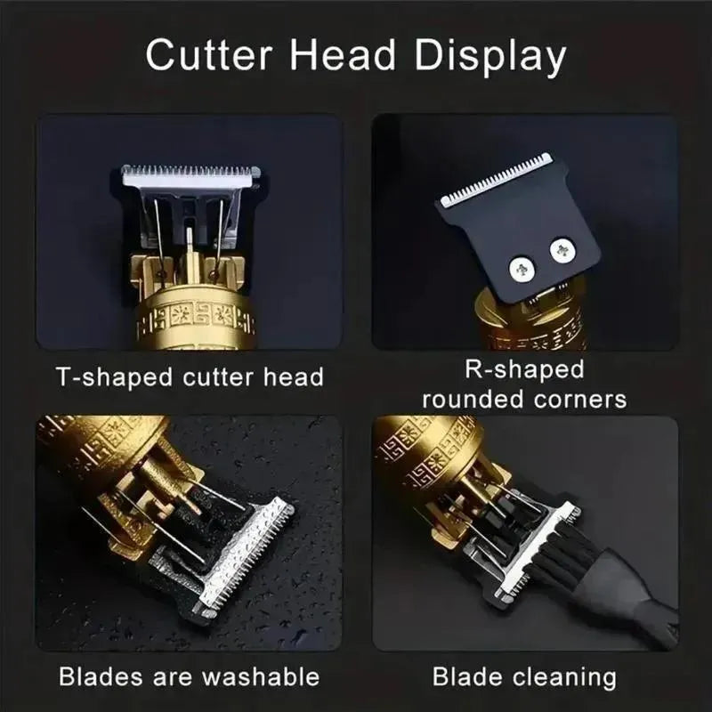 Rechargeable Men's Hair Trimmer with Stainless Steel Blades and 4 Combs
