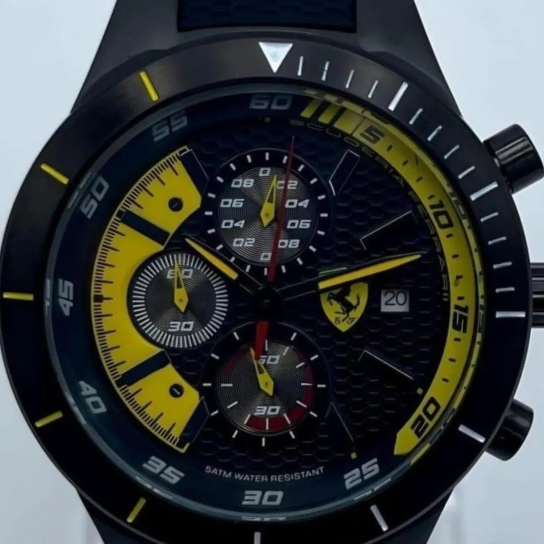 Ferrari Chronograph Watch Black Orange Stainless Steel