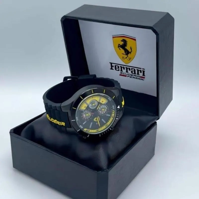 Ferrari Chronograph Watch Black Orange Stainless Steel
