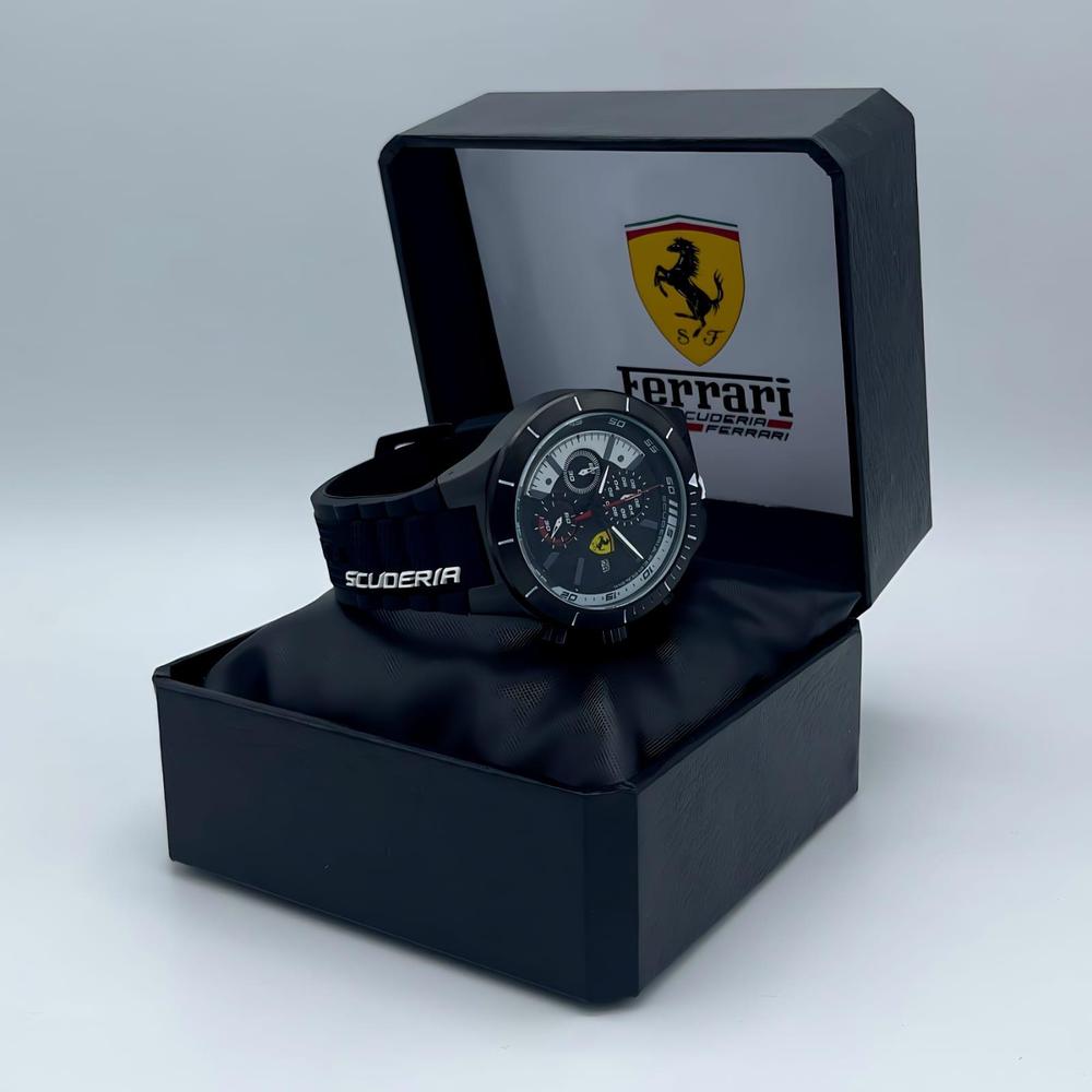 Ferrari Chronograph Watch Black Orange Stainless Steel