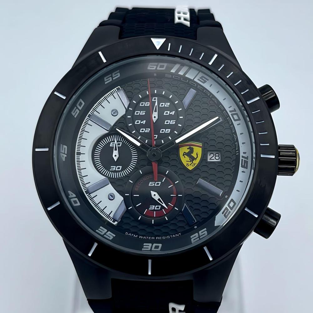 Ferrari Chronograph Watch Black Orange Stainless Steel