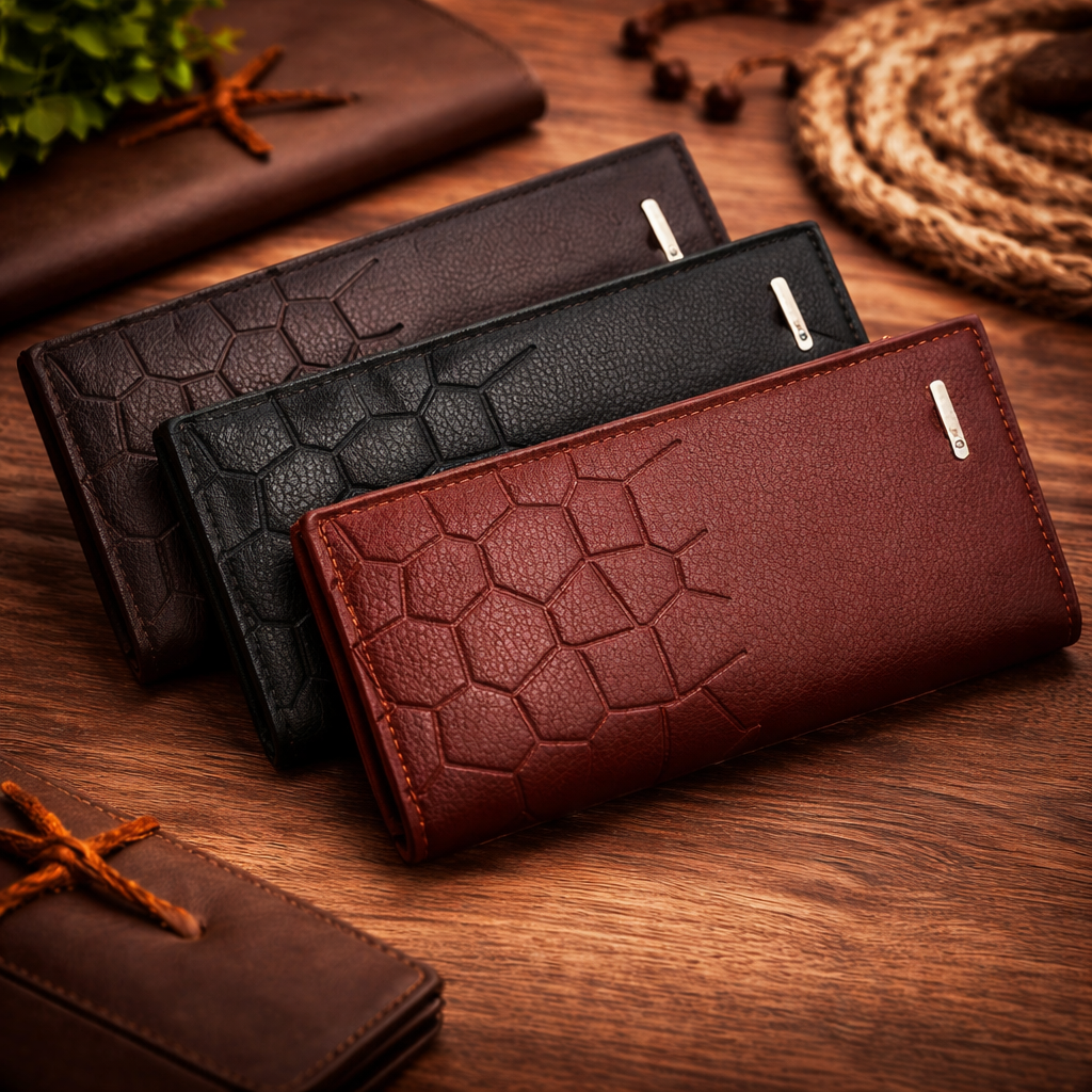 Men's Leather Wallet Honeycomb Multicolor