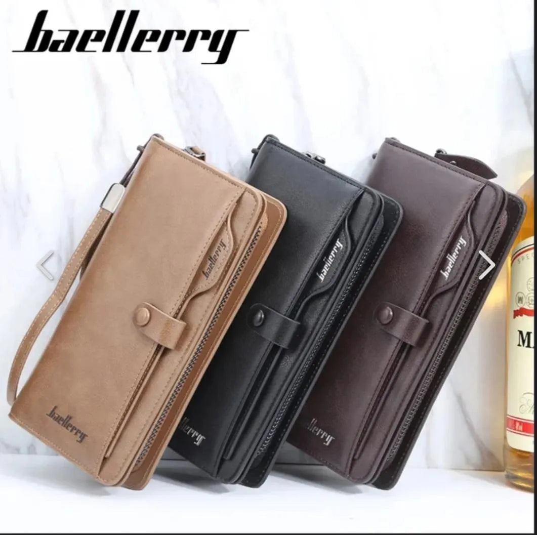 Men PU Leather Wallet Black Brown Maroon Zipper Closure Slim