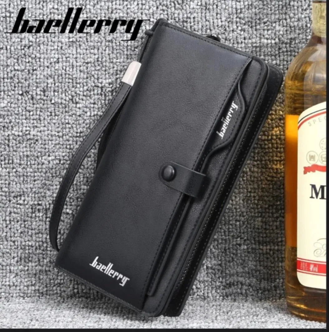 Men PU Leather Wallet Black Brown Maroon Zipper Closure Slim