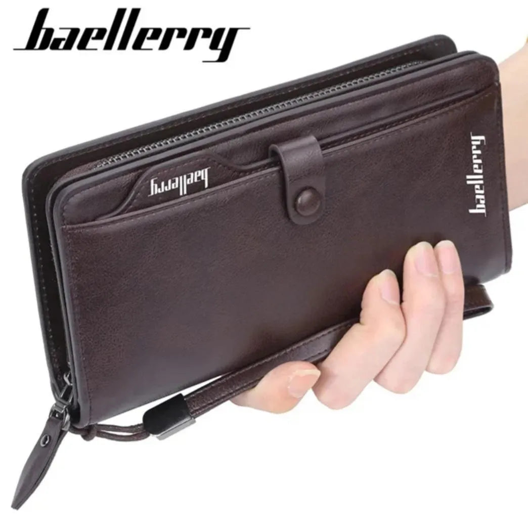 Men PU Leather Wallet Black Brown Maroon Zipper Closure Slim