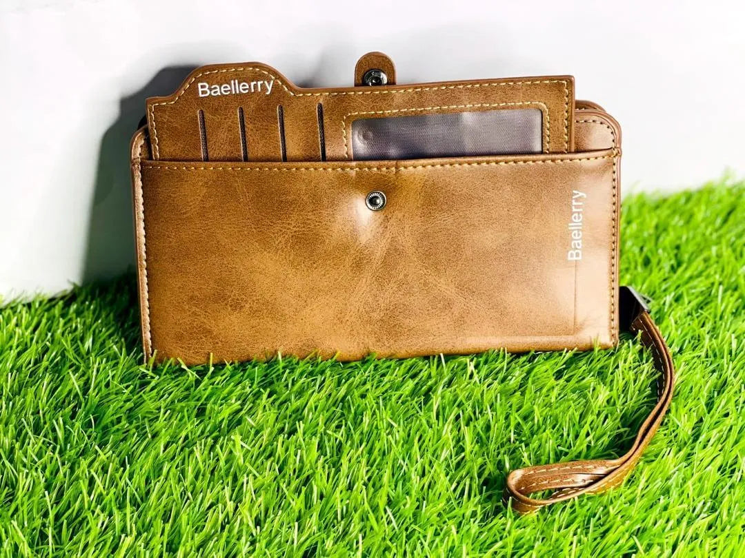 Men PU Leather Wallet Black Brown Maroon Zipper Closure Slim